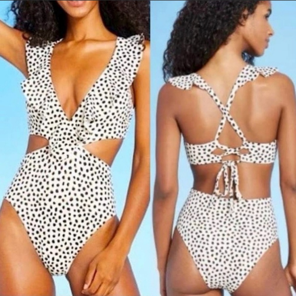 Shade and Shore Animal Print Ruffle Monokini One Piece Swimsuit
